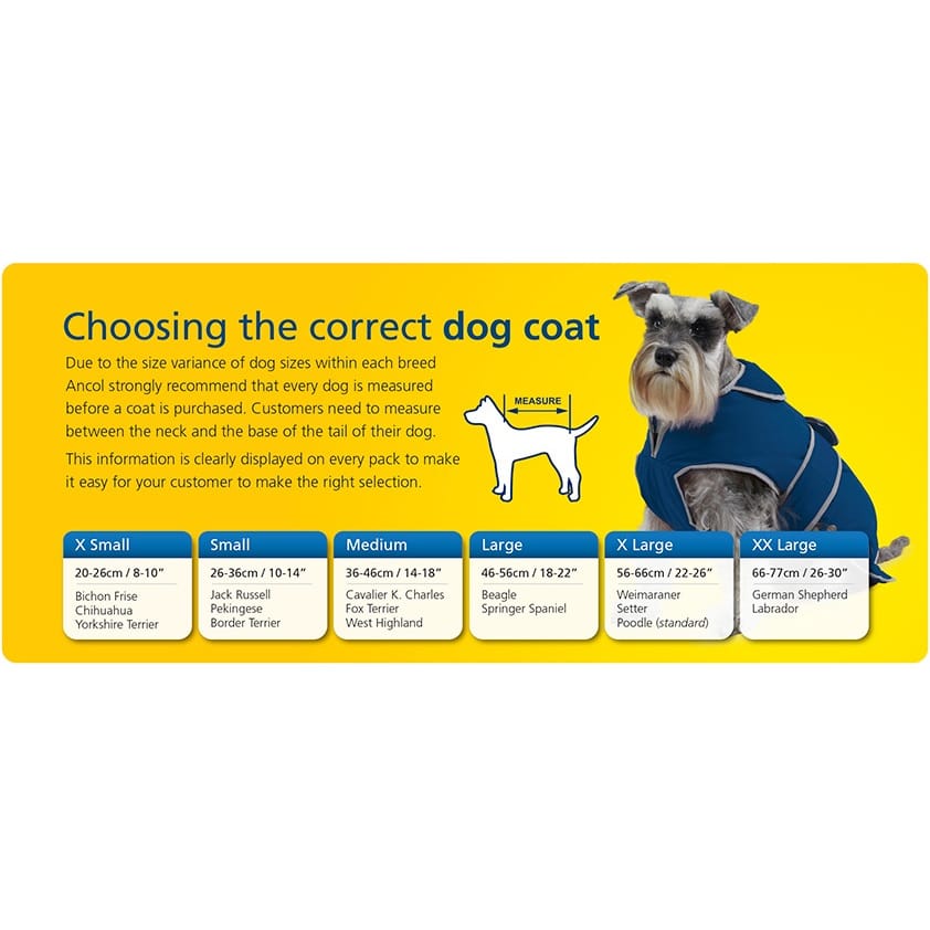 barbour dog coat size guide