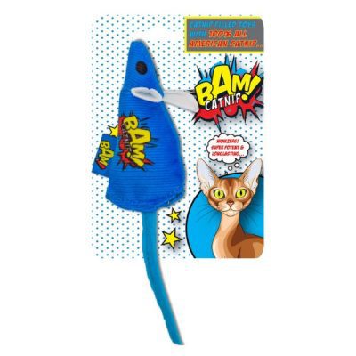 BAM! Catnip Infused Cat Toy Blue Mouse