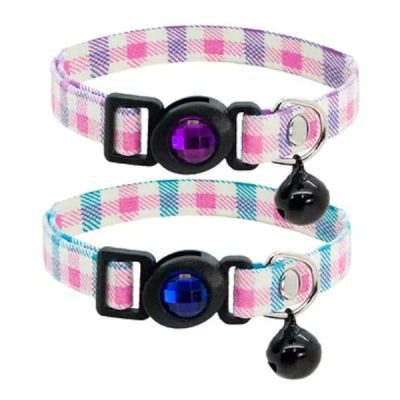 Cat Circus Jewelled Gingham Safety Cat Collar