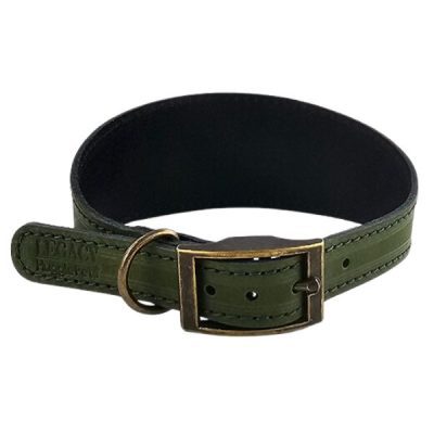 HugglePets Leather Hound Dog Collar green